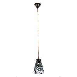 LumiLamp Lampada a Sospensione Tiffany Ø 15x115 cm  Trasparente Vetro Metallo Rotondo