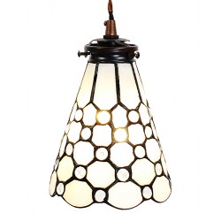 LumiLamp Lampada a Sospensione Tiffany Ø 15x115 cm  Bianco Marrone  Vetro Metallo