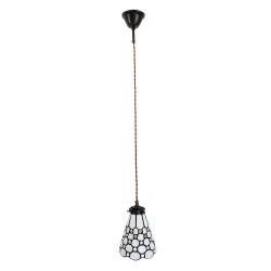 LumiLamp Pendant Lamp Tiffany Ø 15x115 cm  White Brown Glass Metal