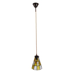 LumiLamp Lampes à suspension Tiffany Ø 15x115 cm  Jaune Marron Verre Métal