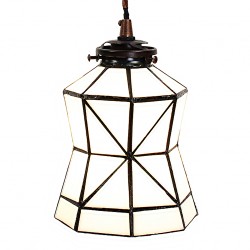 LumiLamp Lampada a Sospensione Tiffany Ø 15x115 cm  Bianco Marrone  Vetro Metallo