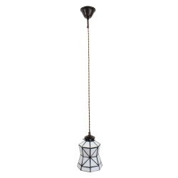 LumiLamp Pendant Lamp Tiffany Ø 15x115 cm  White Brown Glass Metal