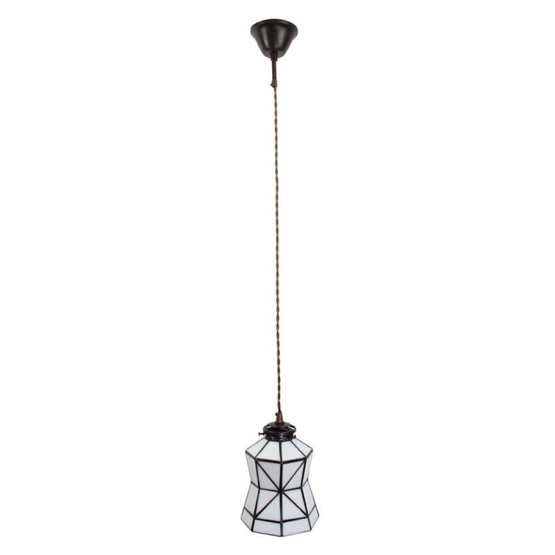 LumiLamp Lampes à suspension Tiffany Ø 15x115 cm  Blanc Marron Verre Métal