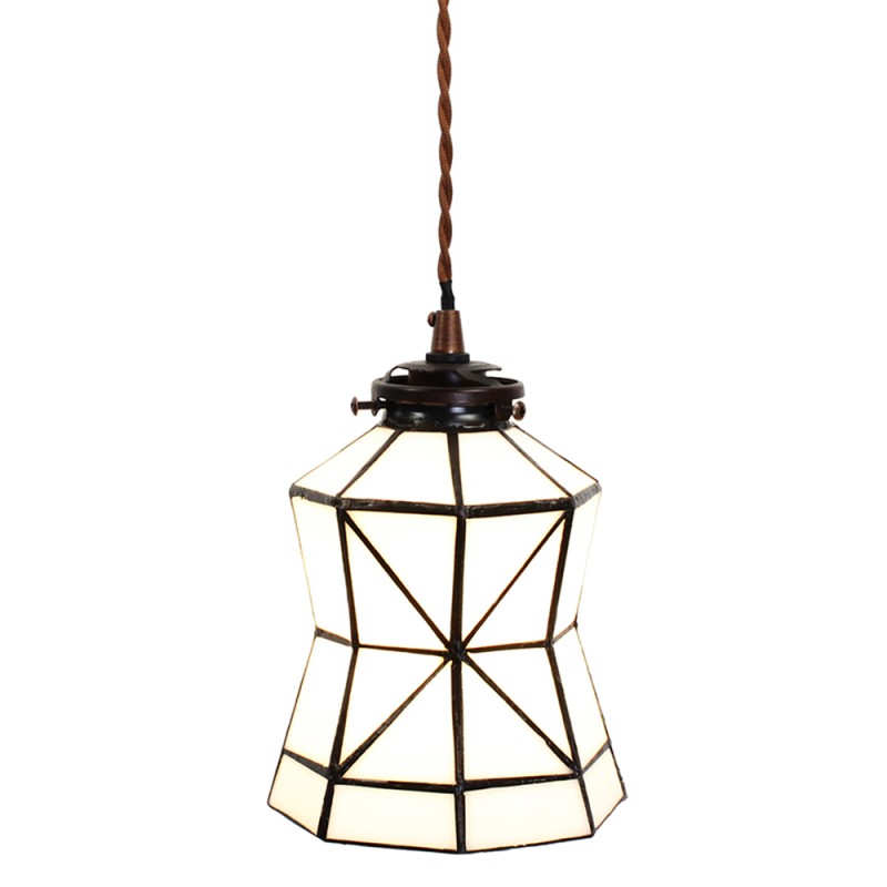 LumiLamp Lampes à suspension Tiffany Ø 15x115 cm  Blanc Marron Verre Métal