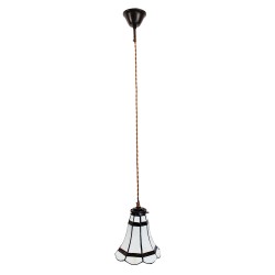 LumiLamp Hanglamp Tiffany  Ø 15x115 cm  Wit Bruin Glas Metaal