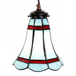 LumiLamp Lampada a Sospensione Tiffany Ø 15x115 cm  Blu Rosso  Vetro Metallo Rotondo