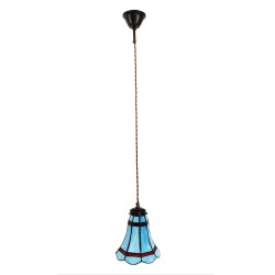 LumiLamp Lampes à suspension Tiffany Ø 15x115 cm  Bleu Rouge Verre Métal Rond