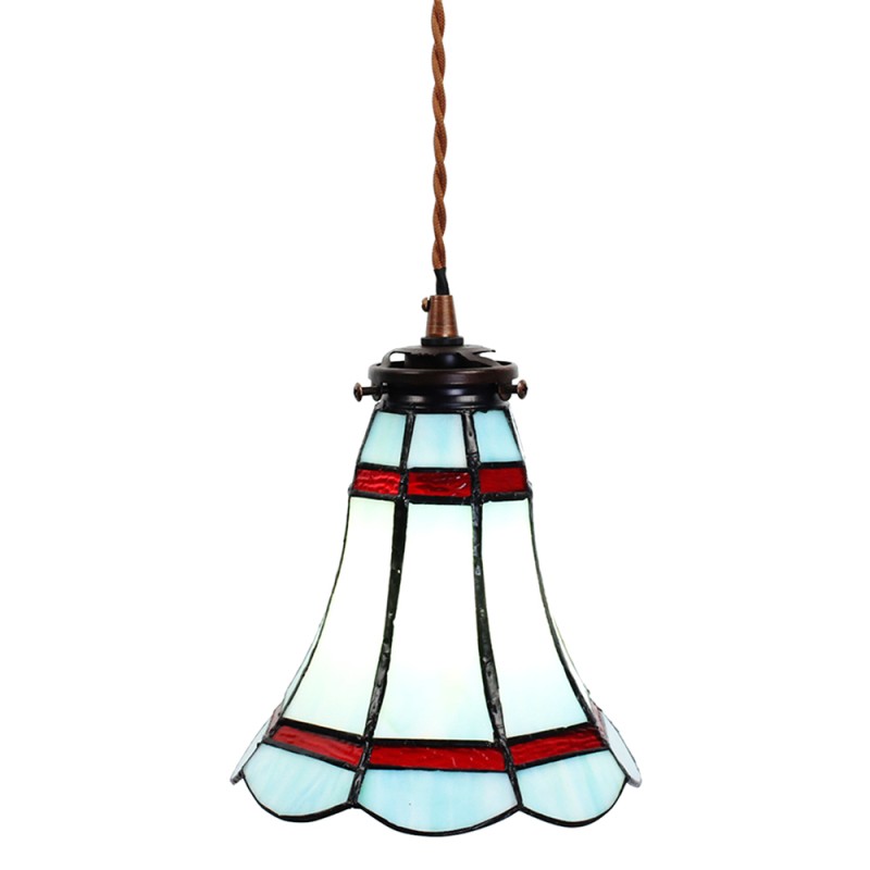 LumiLamp Hanglamp Tiffany  Ø 15x115 cm  Blauw Rood Glas Metaal Rond