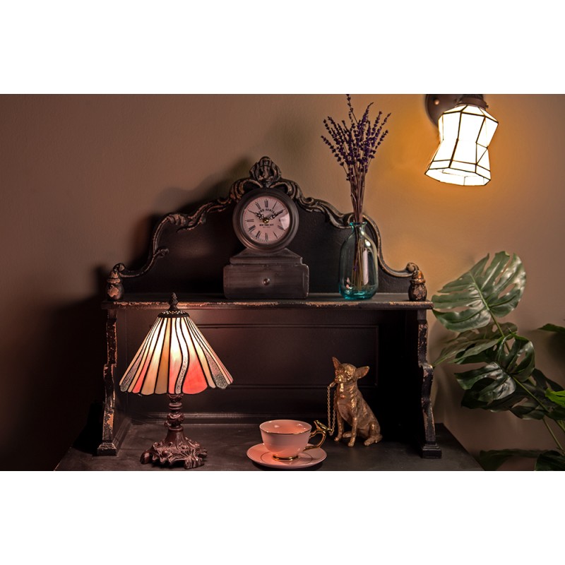 LumiLamp Wandlamp Tiffany  17x12x23 cm  Wit Bruin Glas Metaal