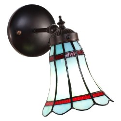 LumiLamp Wandlamp Tiffany  17x12x23 cm  Blauw Rood Glas Metaal Rond