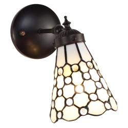 LumiLamp Wall Light Tiffany 17x12x23 cm  White Brown Glass Metal Round