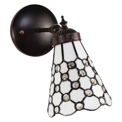 LumiLamp Wall Light Tiffany 17x12x23 cm  White Brown Glass Metal Round