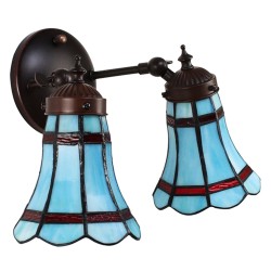 LumiLamp Wandlamp Tiffany  30x23x23 cm Blauw Rood Glas Metaal