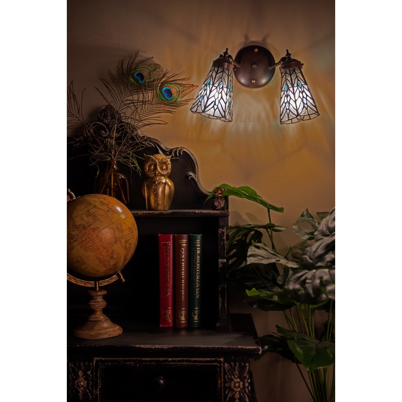 LumiLamp Wandlamp Tiffany  30x23x23 cm  Transparant Glas Metaal Rond