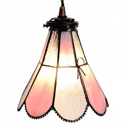 LumiLamp Lampes à suspension Tiffany Ø 18x90 cm Rose Verre Métal