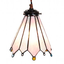 LumiLamp Pendant Lamp Tiffany Ø 18x90 cm Pink Glass Metal Round