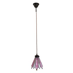 LumiLamp Lampada a Sospensione Tiffany Ø 18x90 cm Rosa Vetro Metallo Rotondo