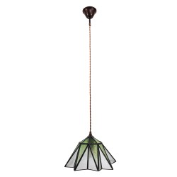 LumiLamp Lampada a Sospensione Tiffany Ø 31x107 cm  Verde Vetro Metallo Esagono