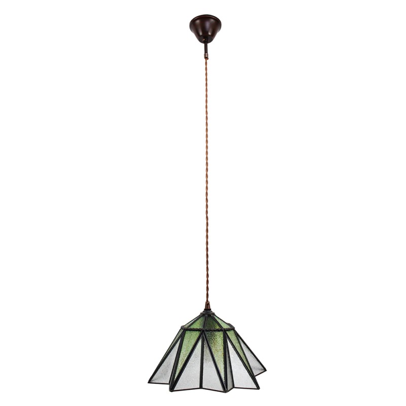 LumiLamp Pendant Lamp Tiffany Ø 31x107 cm  Green Glass Metal Hexagon