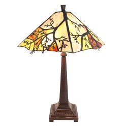 LumiLamp Lampe de table Tiffany 36x36x57 cm Beige Marron Verre Métal