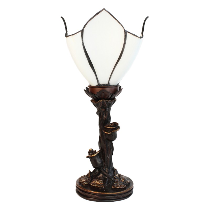 LumiLamp Table Lamp Tiffany 32 cm White Brown Glass