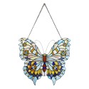 LumiLamp Panneau de verre Tiffany Papillon 40x60 cm Bleu Verre