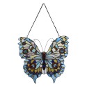 LumiLamp Panneau de verre Tiffany Papillon 40x60 cm Bleu Verre