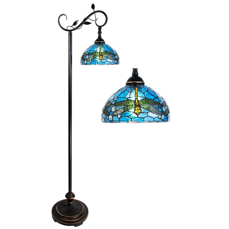 LumiLamp Tiffany Vloerlamp  152 cm Blauw Bruin Kunststof Glas Rond