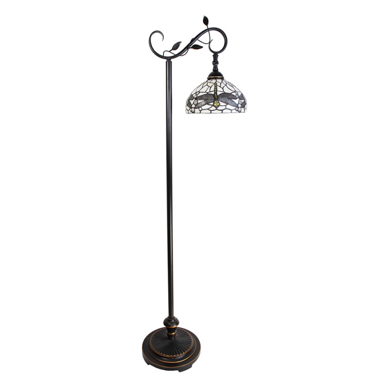 LumiLamp Lampadaire Tiffany 152 cm Marron Blanc Verre