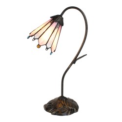 LumiLamp Lampe de table Tiffany 48 cm Marron Rose Verre