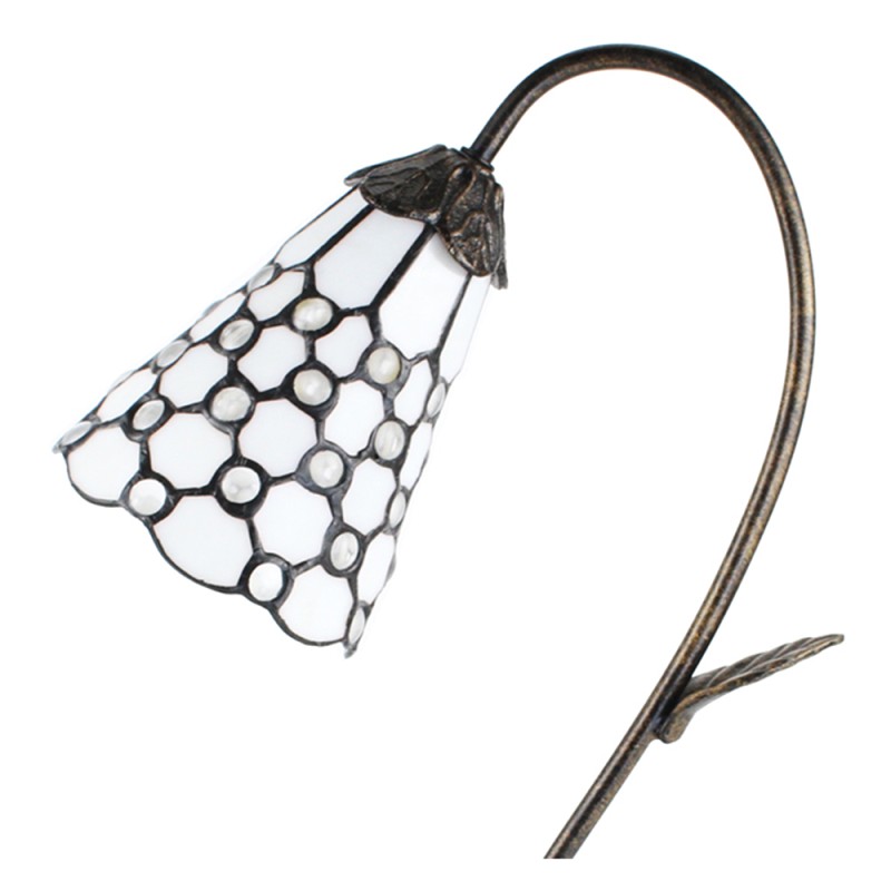 LumiLamp Lampada da tavolo Tiffany 48 cm Marrone Bianco  Vetro