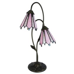 LumiLamp Lampada da tavolo Tiffany 61 cm Marrone Rosa  Vetro