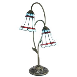 LumiLamp Lampada da tavolo Tiffany 61 cm Blu Marrone  Vetro