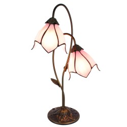 LumiLamp Tiffany Tischlampe 35x18x61 cm  Braun Rosa Kunststoff Glas