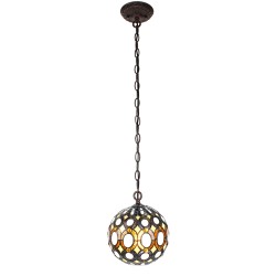 LumiLamp Lampes à suspension Tiffany Ø 20x116 cm Jaune Métal Verre Rond