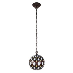 LumiLamp Pendant Lamp Tiffany Ø 20x116 cm Yellow Metal Glass Round