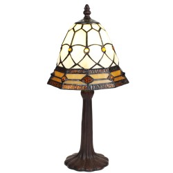 LumiLamp Table Lamp Tiffany Ø 21x39 cm Beige Brown Glass Plastic Round