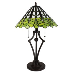 LumiLamp Lampada da tavolo Tiffany Ø 41x62 cm Verde Bianco  Vetro Plastica Rotondo