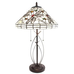 LumiLamp Table Lamp Tiffany Ø 41x69 cm Beige Black Glass Metal Round Dragonfly