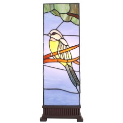 LumiLamp Lampe de table Tiffany 18x18x48 cm  Bleu Verre Plastique Oiseau