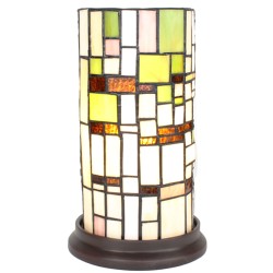 LumiLamp Tiffany Tischlampe Ø 15x26 cm  Beige Grün Glas Kunststoff Rund