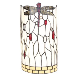 LumiLamp Wandlamp Tiffany  20x10x36 cm Wit Zwart Glas Metaal Halfrond Libelle