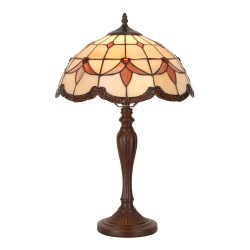 LumiLamp Lampe de table Tiffany Ø 35x53 cm Beige Verre