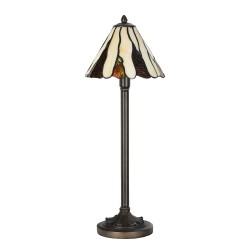 LumiLamp Lampe de table Tiffany Ø 20x60 cm Beige Marron Verre