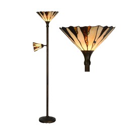 LumiLamp Floor Lamp Tiffany Ø 38x178 cm Beige Brown Glass