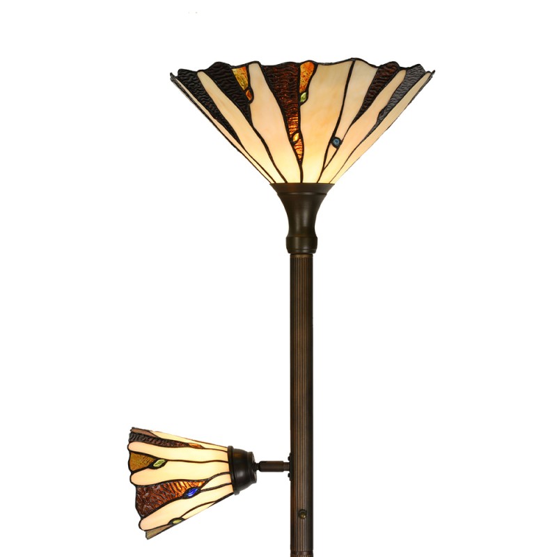 LumiLamp Tiffany Vloerlamp  Ø 38x178 cm Beige Bruin Glas