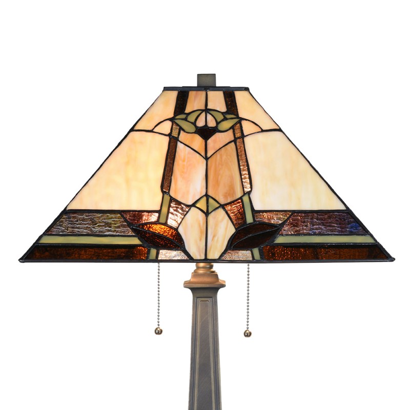 LumiLamp Tiffany Tischlampe 80 cm Beige Glas