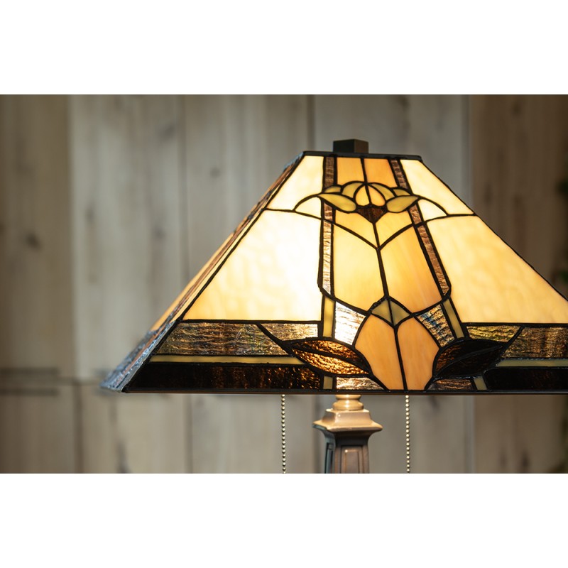 LumiLamp Tiffany Tischlampe 80 cm Beige Glas