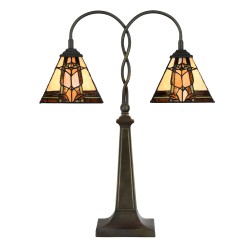 LumiLamp Lampada da tavolo Tiffany 48x66 cm Beige Marrone  Vetro