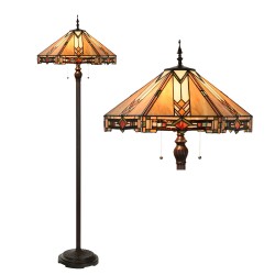 LumiLamp Lampadaire Tiffany Ø 40x61 cm Beige Verre